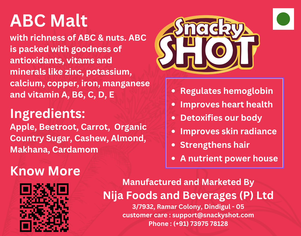 ABC Malt Powder ingredients and nutrition on back of pack